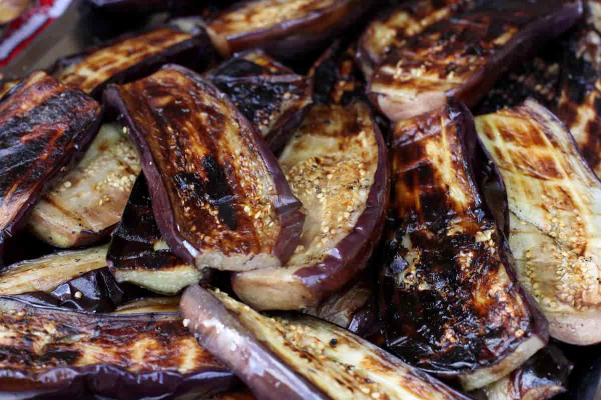  Grilled eggplant and zucchini pasta 